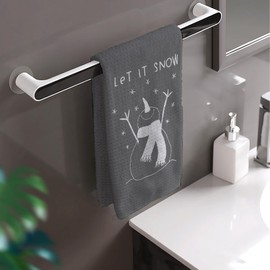 HIWX Christmas Let It Snow Snowman Decorative Kitchen Towels and Dish Towels, Xmas Christmas Snowflakes Snowman Farmhouse Hand Towels Tea Towel for Bathroom Kitchen Decor 16×24 Inches (Gray)