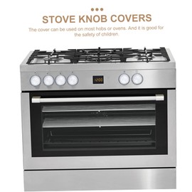 KONTONTY 5Pcs Gas Stove Knob Covers Plastic Oven Burner Protectors for Child Safety Easy Installation Gas Burner Safety Knob Covers for Kitchen Use