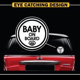 TOTOMO Baby on Board Sticker - (Set of 2) Safety Caution Decal Sign Stickers for Cars Windows Bumpers - Baby Pacifier ALI-029