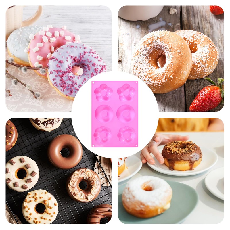 3 Pack Silicone Donut Pan for Baking,Non-Stick Doughnut Pan with
