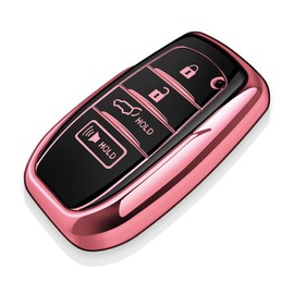 Tukellen for Toyota Key Fob Cover Soft TPU Full Protection Key Case fit for 2025 Camry 2019-2024 Venza, RAV4 Prime, Land Cruiser, Fortuner, Grand Highlander, Corolla Cross, Hilux 4-5 Buttons(Pink)