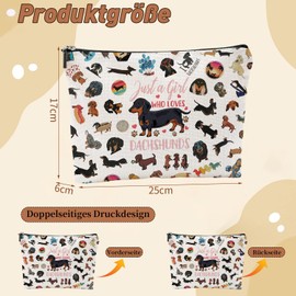 Kosmetiktasche für Mädchen Dackel Schminktasche Makeup Tasche mit Reißverschluss für Freundin Dackel Geschenke Für Tierliebhaber Tragbar Kulturtasche Damen für Reise Alltagsleben