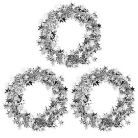 3 Rolls 7.5 m Star Wreath, Stars Tinsel Garland with Wire Silver, Garland Christmas Decorations, Hanging Decoration Garland Christmas, DIY Christmas Garlands for Wedding, Birthday Party