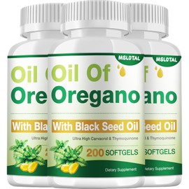 MSLOTAL Oil of Oregano Softgels – 600 Count Organic Oregano Oil with Black Seed Oil Immune & Digestive Support, Antioxidant Rich, Non-GMO, Gluten-Free