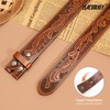 LEACOOLKEY Western Leather Belt Strap for Men Women Cowboy Western