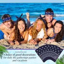 100 Pack Bandanas Unisex Paisley Bandanas Bulk Multi Purpose Cowboy Head Wrap Necktie Face Cover Party Supplies, 21.26 inches (Stylish, Navy Blue)