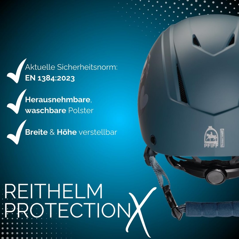 PFIFF ProtectionX Unisex Youth Riding Helmet, Blue, S