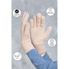 KNITAS Knitted Wool Finger Gloves for Baby Children I Warm Double Layer Winter Gloves for Boys and Girls 1-2 Years I Comfortable Soft Gloves, beige