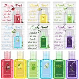 Frienda 24 Pack Thank You Gifts Bulk Christmas Hand Gel Mini Hand Sanitizers Holiday Traditions Bundle Hand Gel Handy Size Xmas Party Favors Stocking Stuffers Employee Appreciation Gifts, 6 Styles