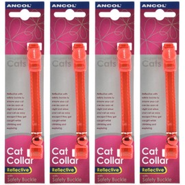 4 Units Saver Pack - Ancol - Gloss Reflective Cat Collar Red