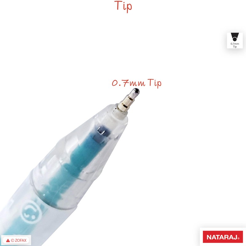 NATARAJ Funkies Ballpoint Pens, BLUE, 0.7mm Fine Point, Pack of