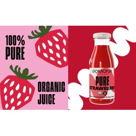 Pomona Organic Strawberry Juice (Pack of 12), Cold Pressed USDA Organic Juices with 100% Strawberries, No Added Sugar, Not From Concentrate, Vegan, Kosher, Non GMO, Pasteurized, 8.4 oz Glass Bottles
