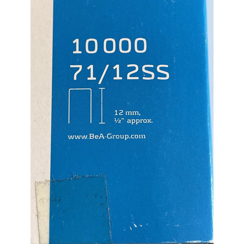BeA 71/12SS Stainless Steel Staples 1/2" deep 10,000 per box