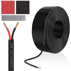 22 Gauge Wire 2 Conductor Electrical Wire 100Feet,Oxygen-Free Copper Cable 20AWG Stranded Pure Copper Low Voltage Wire for for LED Strips Lamps Lighting Residential Wiring car Circuit