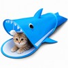 LUCKITTY Blue Shark Cat Tunnel Toy, Collapsible Pop-Up Cat Play