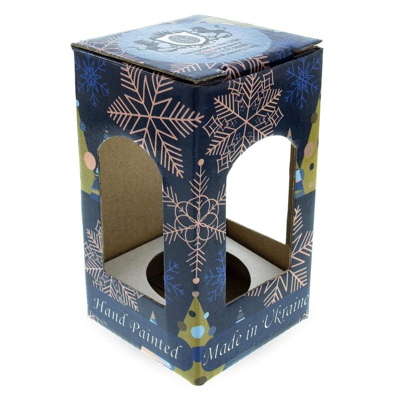 White Flowers and Pearls on Blue Glass Egg Ornament 4