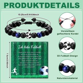 Livdouyu Football Gifts Boys, Football Gifts for Boys, Natural Stone Football Bracelet Boy for 6 7 8 9 10 Years Children Girls, Boys, Teenagers, Adults, Football Fans