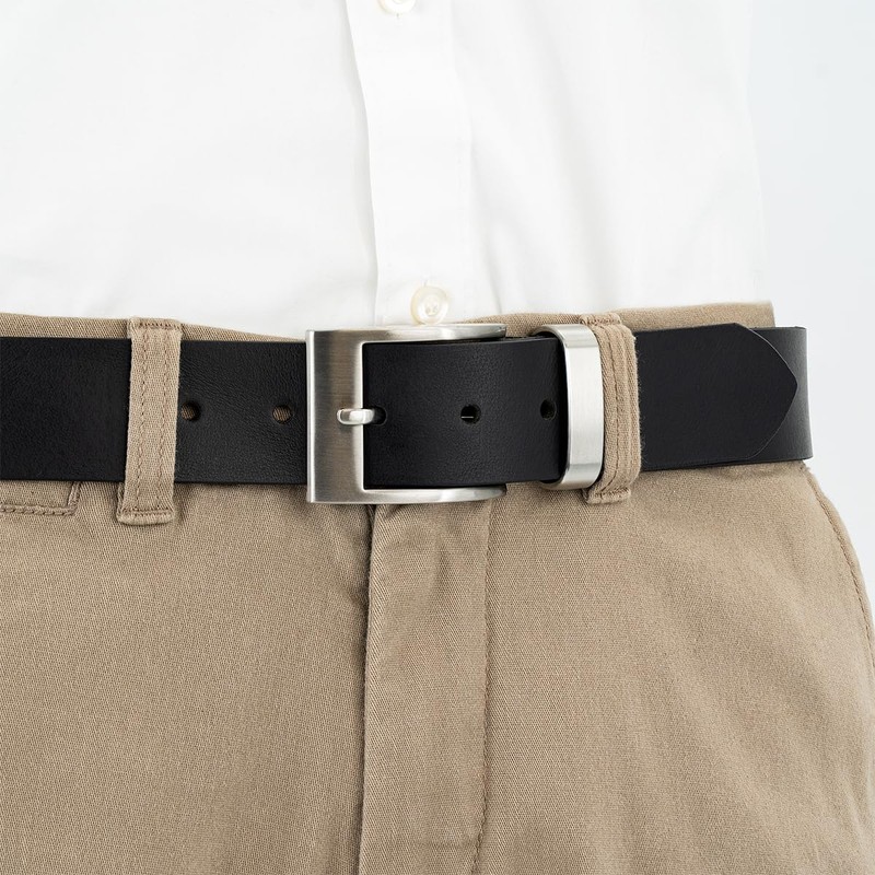 Mens leather belt / Mens belt LINDENMANN, XXL, black, 3934,