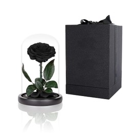 Preserved Roses Black Roses in Glass Dome, Medium, Preserved Flowers for Mothers Day, Gifts for Women