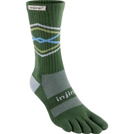 Injinji Trail Midweight Crew Socks, Forest, S, Green