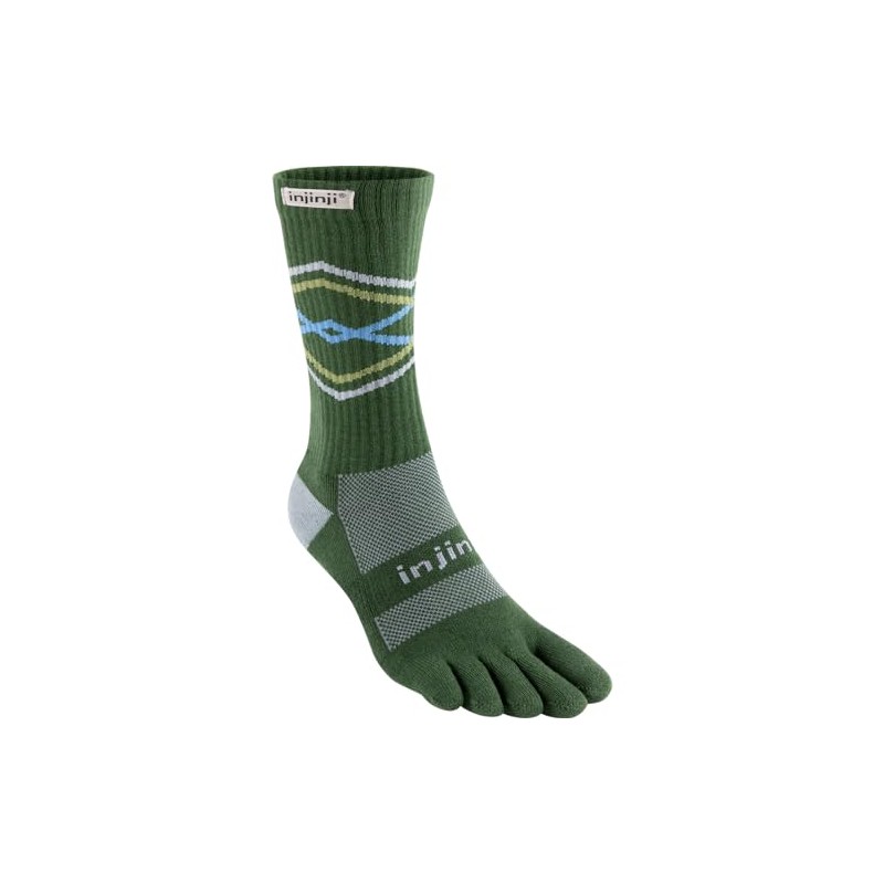 Injinji Trail Midweight Crew Socks, Forest, S, Green