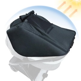 FEMONGY Awning Pram with UV Protection 50+ and Waterproof, Double Layer Fabric with Viewing Window and Extra Wide Shade Wings, Black