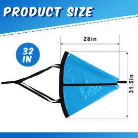 Tandefio 2 Pcs 32 Inch Sea Anchor Drift Sock for Fishing Boat 250D Nylon Trolling Fishing Drogue for Marine Boat Parachute Drift Anchor for Kayak Pontoon Inflatable Sail Boat (Blue)