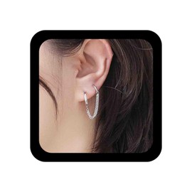 Allereya Vintage Tassel Chain Earrings Silver Chain Hoop Earrings Double Hoop Huggie Earring Thin Chain Drop Earrings Jewellery for Women and Girls