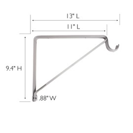 Design House, 182725 Steel Shelf Rod Bracket for Closet Storage Shelf with Hook, Pack of 3, White