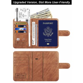 Airtag Passport Holder Cover Wallet Travel Essentials Leather Rfid Blocking Case Vacation Luggage Must Haves Travel Accessories for Men Women (117#Brown)