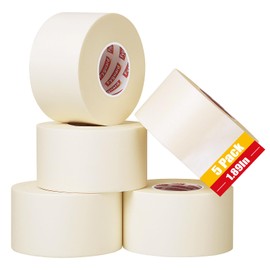 5 Rolls Masking Tape 2 Inches Wide 1.89In × 55Yd Beige White Painters Tape General Purpose Painters Tape for Wall Painting Masking Packaging, Upgraded Material
