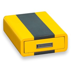 Bey-Berk Cigar Ashtray/Cutter Yellow & Carbon Fiber Color