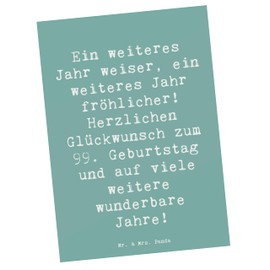 Mr. & Mrs. Panda Postkarte Spruch 99. Geburtstag Freude - Geschenk, wunderbare Jahre, Handarbeit, Geburtstagskarte, Erinnerungsgeschenke, Geschenke