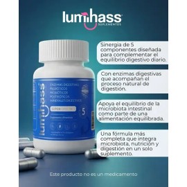 Probióticos Enzimas Digestivas Pre-postbioticos Y Minerales Digest 5 En 1 | Papaina, Lactabacillus Acidophilus, Inulina... Sin Sabor