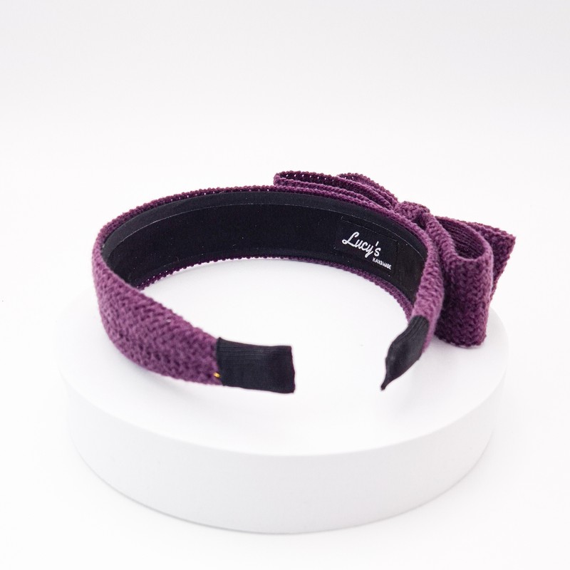 Burnaby Purple Knit Fluffy Ribbon Wide Hairband / 버나비 퍼플