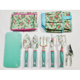Garden Tools Set WANCHI 10 Piece Heavy Duty Floral Garden Tool Set Gardening Gifts for Women Men Birthday Rust-Proof Aluminum Garden Hand Tools Gardening Kit with Tote Bag Apron Glove