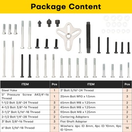 Acymner 46PCS Harmonic Balancer Puller Set | Power Steering Pulley Puller Installer Tool Set, Flywheel Remover, Crankshaft Pulley Removal, Steering Wheel Pulling Set