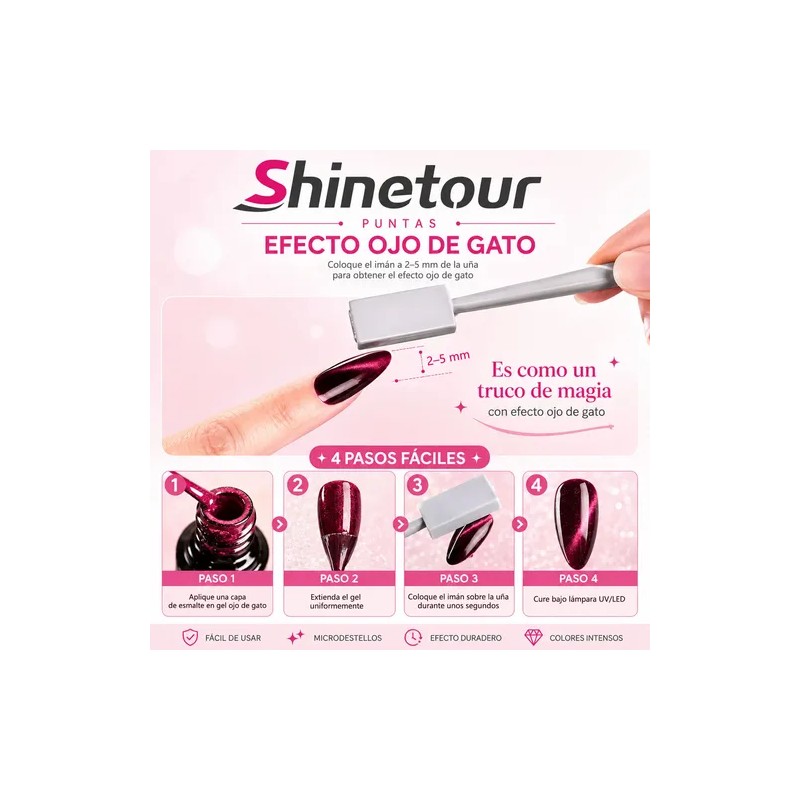 Esmaltes Uñas Gel Uñas Efecto Ojo Gato 3ddoble Iman,6 Uds