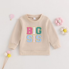 Twopumpkin Baby Toddler Little Girl Crewneck Sweatshirt Long Sleeve Pullover Big Sister Matching Outfit Fall Winter Clothes (BIG SIS Sweatshirts, 4-5 Years)