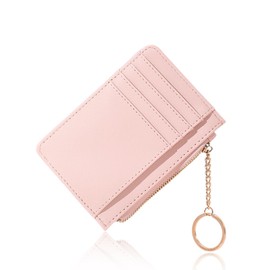 Geldbörse Damen Klein, PU Leder Kreditkartenetui RFID Schutz Geldbeutel Damen Kartenetui mit Münzfach, Mini Geldbeutel aus PU Leder - Kleine Portemonnaie für Damen (Rosa)