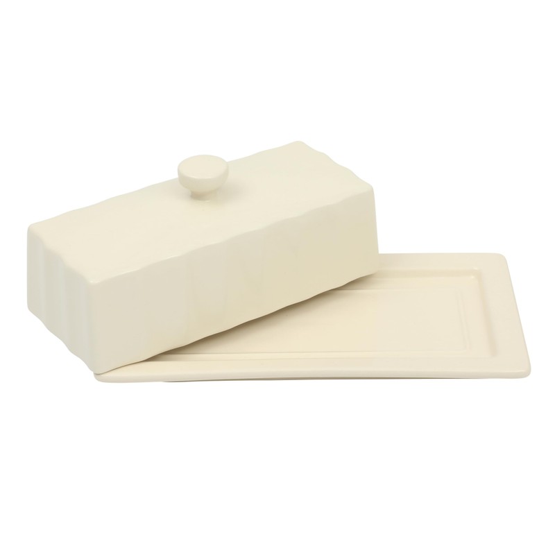 Martha Stewart Broadbrook Stoneware Butter Dish with Lid, Rectangular Covered