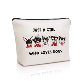 ASDIIT Cute Dog Makeup Bag Travel Cosmetic Zipper Pouch Funny Teen Girls Party Favor Bags Dog Lovers Themed Gifts for Women