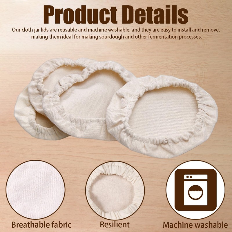 BakeMaster 6 Pack Sourdough Cover Reusable Fermentation Lids for Jars