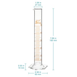 stonylab Graduated Cylinder, 2-Pack B Grade Borosilicate Glass Cylinder with Stable Hexagonal Base, 50 ml
