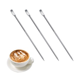 Coffee Art Pen, Latte Art Pen, Latte Art Pen, Stainless Steel Coffee Fancy Stitch Coffee Carved Stick, DIY Coffee Needle Latte Decoration Tool for Cappuccino Latte Espresso Decorating, Pack of 3