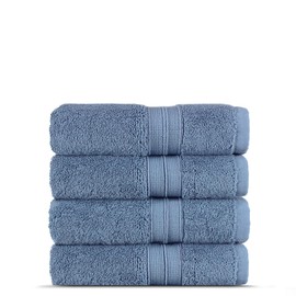 Towel Bazaar Soft & Absorbent Premium Cotton Turkish Towels (Wedgewood, 4-Piece Washcloths)