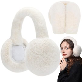 Brateuanoii Women's Ear Warmers, White Ear Muffs, Plush Earmuffs, Warm and Cold-Resistant Accessories, Outdoor Earmuffs, White