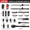 LLNDEI 1/4 & 3/8 Inch Drive Impact Socket Set, 186