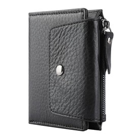 GOIACII Mens Wallet RFID Blocking Retro Bifold Leather Wallets Mens with Zip Coin Pocket,6 Credit Card Slots, 1 Banknote Compartments, 1 ID Windows