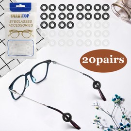 SMARTTOP 14 pairs Eyeglass Ear Grips Sleeve Holder-Eyeglasses Ear Hooks-Comfort Anti-Slip glasses ear grip-For Kids and Adults Sunglasses, Reading Glasses,Sport Eyewear(Black&Clear)
